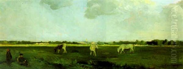 Auf Der Weide Oil Painting by Charles Francois Daubigny