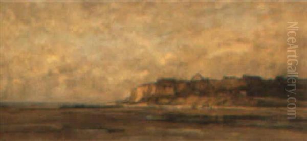 Horses By Beach In Normandy Oil Painting by Charles Francois Daubigny