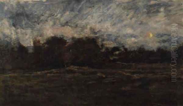 Sommerlandschaft Bei Abenddammerung Oil Painting by Charles Francois Daubigny