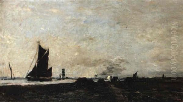 The Thames At Erith Oil Painting by Charles Francois Daubigny