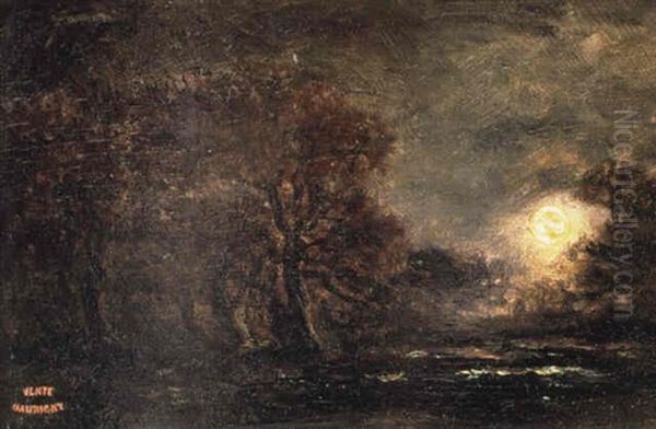 Clair De Lune Oil Painting by Charles Francois Daubigny