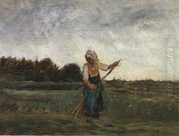 The Haymaker Oil Painting by Charles Francois Daubigny