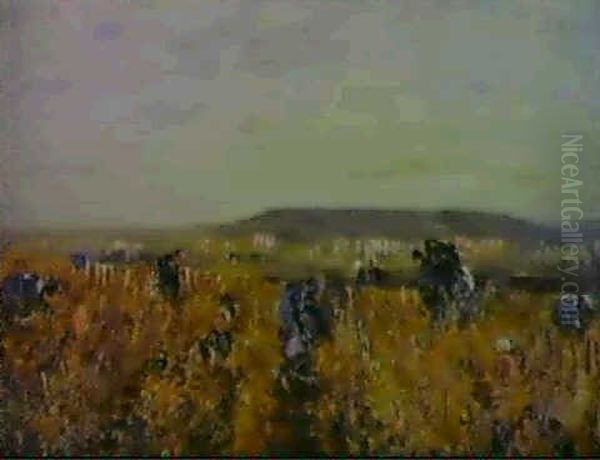 Les Vendanges En Bourgogne Oil Painting by Charles Francois Daubigny