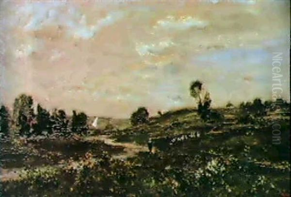 Les Oies Oil Painting by Charles Francois Daubigny