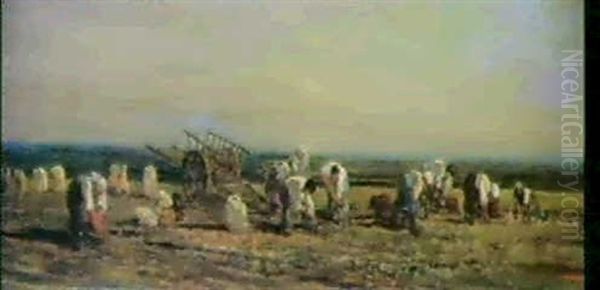 The Potato Harvest Oil Painting by Charles Francois Daubigny