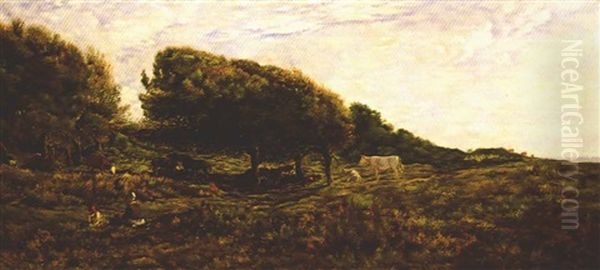 Paysage A Villerville Oil Painting by Charles Francois Daubigny