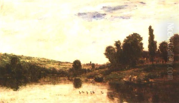 Les Canards Oil Painting by Charles Francois Daubigny