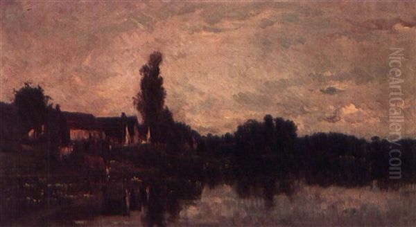 Bords De Seine, Triel Oil Painting by Charles Francois Daubigny