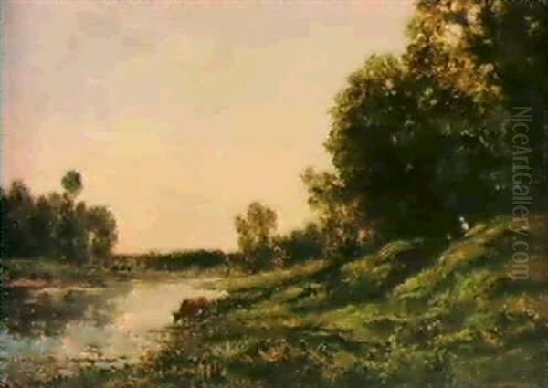 Spring On The Oise Oil Painting by Charles Francois Daubigny