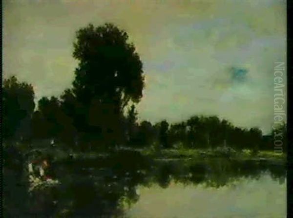 Lavandieres Au Bord De L'oise Oil Painting by Charles Francois Daubigny