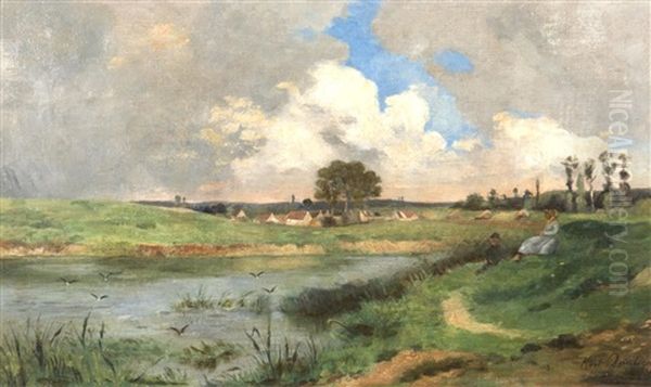 Paysage Fluvial Oil Painting by Karl Pierre Daubigny