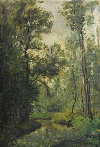 Sous-bois Oil Painting by Karl Pierre Daubigny