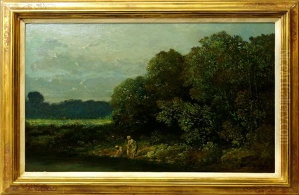 Washer Women Oil Painting by Karl Pierre Daubigny