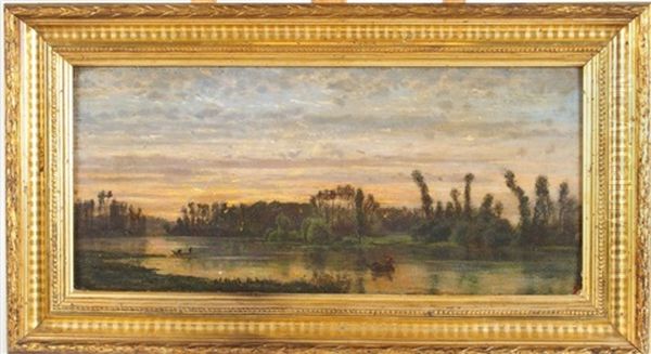 Paysage Lacustre Oil Painting by Karl Pierre Daubigny