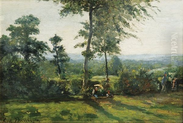 Le Repos Dans La Campagne Oil Painting by Karl Pierre Daubigny