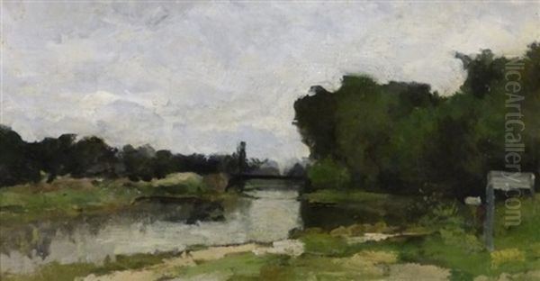 Paysage De Riviere Oil Painting by Karl Pierre Daubigny