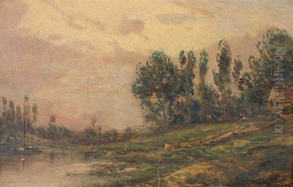 Paysage De Campagne Oil Painting by Karl Pierre Daubigny