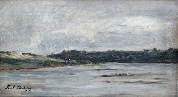 Promeneurs En Bord De Fleuve Oil Painting by Karl Pierre Daubigny