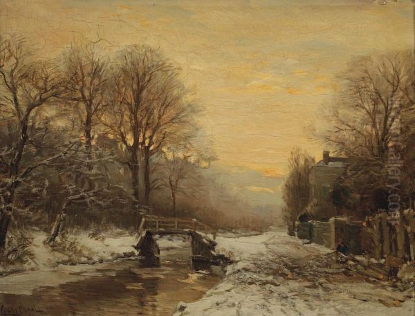 A Snow-covered Path Near The Haagse Bos, The Hague Oil Painting by Louis Apol