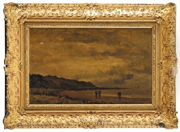 Promeneurs Au Bord D'un Rivage Oil Painting by Karl Pierre Daubigny