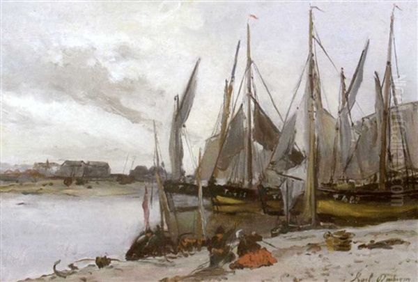 Preparaties De Peche Oil Painting by Karl Pierre Daubigny