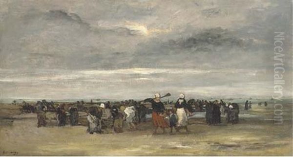 Les Mouillieres A Villiers En Normandie Oil Painting by Karl Pierre Daubigny