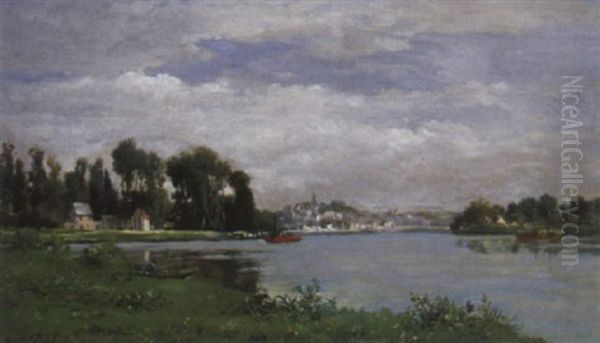 Flusslandschaft Oil Painting by Karl Pierre Daubigny