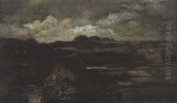 Abendliche Landschaft Unter Wolken Oil Painting by Karl Pierre Daubigny