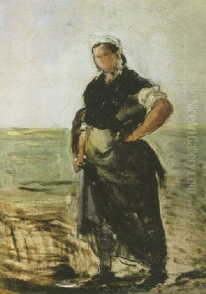 La Ramasseuse De Coquillages Ou La Cancalaise Oil Painting by Karl Pierre Daubigny