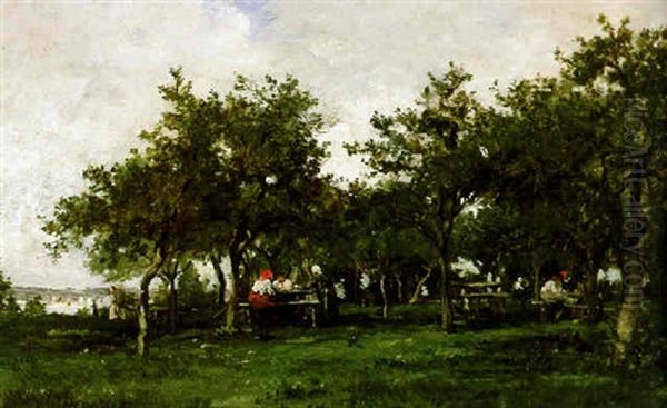 Peasants' Repast Oil Painting by Karl Pierre Daubigny