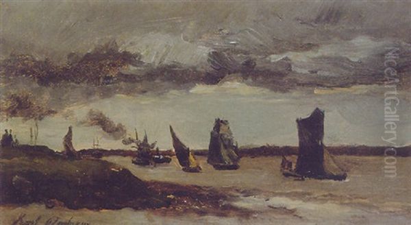 Ships Returning To Port Oil Painting by Karl Pierre Daubigny