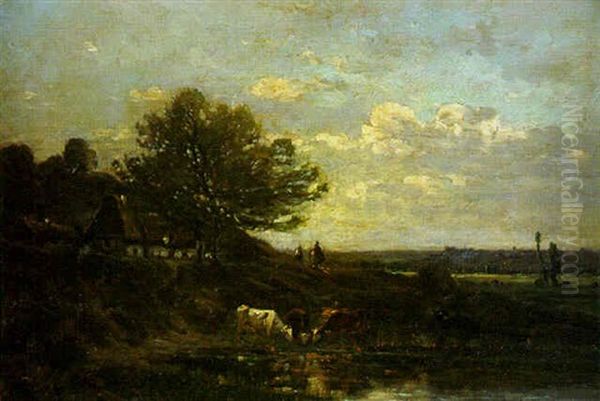 Paisaje De Campina Normanda Oil Painting by Karl Pierre Daubigny