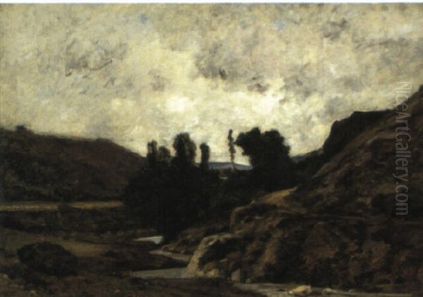 Paysage Pres D'optevoz Oil Painting by Karl Pierre Daubigny