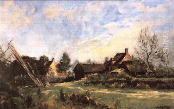 La Ferme Oil Painting by Karl Pierre Daubigny