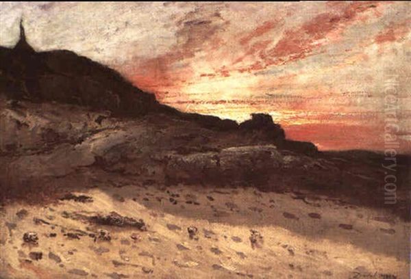 Bord De Mer Au Coucher Du Soleil Oil Painting by Karl Pierre Daubigny