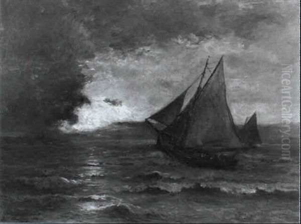 Grosse Marine Bei Abendlicht Oil Painting by Karl Pierre Daubigny