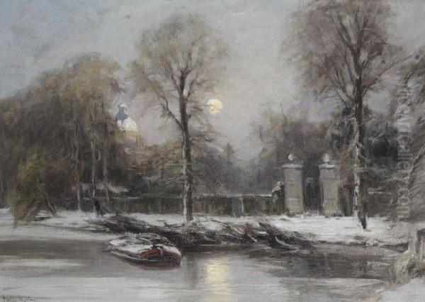 Huis Ten Bosch In Winter Oil Painting by Louis Apol