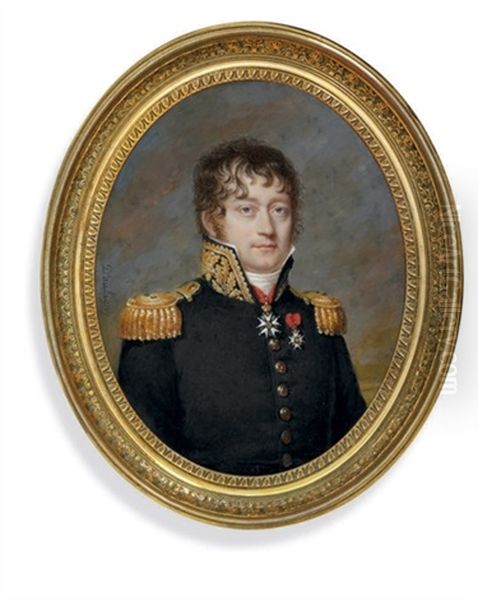 Vice Admiral Baron L'hermitte In Military Uniform Oil Painting by Pierre Daubigny