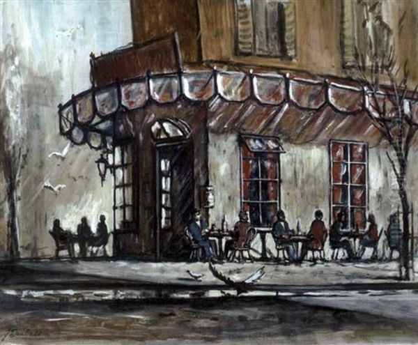 Paris Street Scene Oil Painting by Georg Daubner