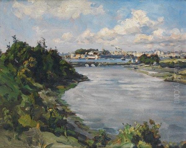 Vue De Concarneau Oil Painting by Andre Eugene Dauchez