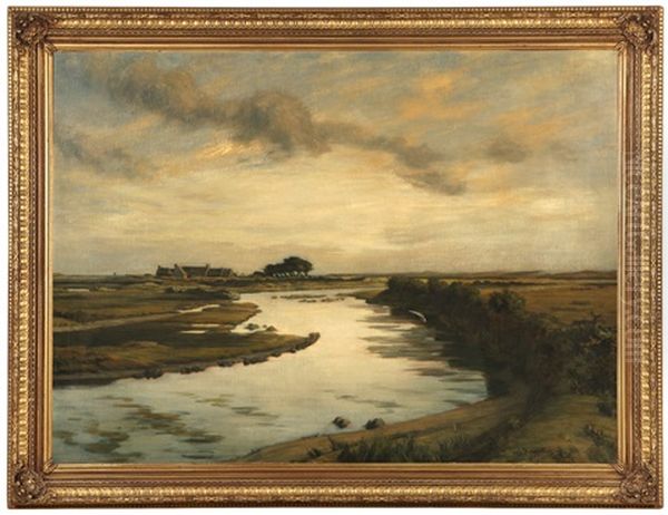 River Through A Brittany Moors Landscape by Andre Eugene Dauchez