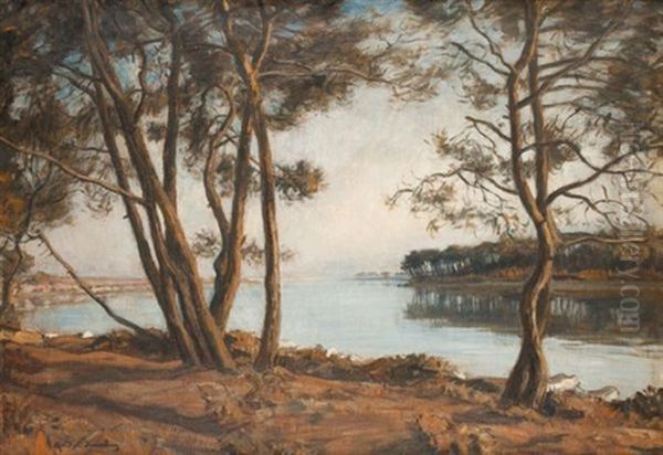 Estuaire En Bretagne Oil Painting by Andre Eugene Dauchez