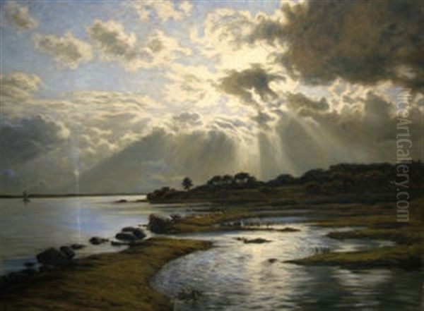 Coastal Landscape Oil Painting by Andre Eugene Dauchez