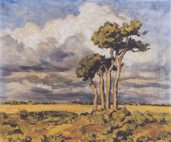 Paysage Aux Quatre Arbres Oil Painting by Andre Eugene Dauchez