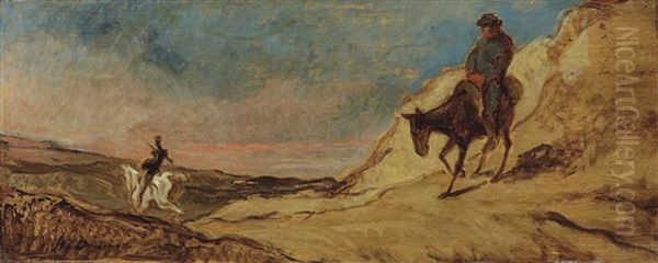 Don Quichotte Et Sancho Panza Oil Painting by Honore Daumier