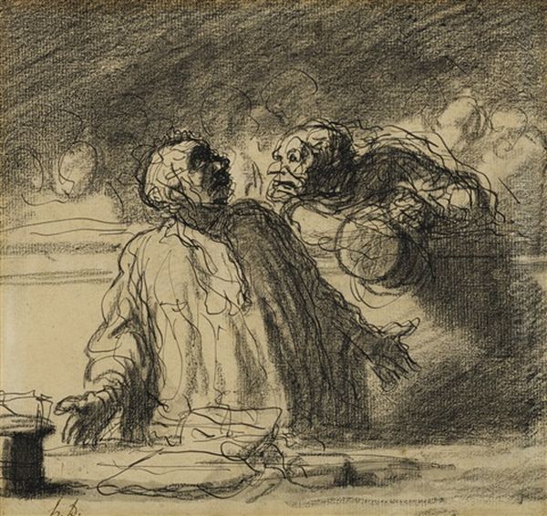 Avant L'audience (une Cause Criminelle Plaideur Et Avocat) Oil Painting by Honore Daumier