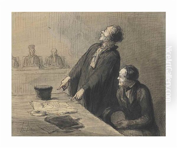 'le Procureur De La Defense' Oil Painting by Honore Daumier