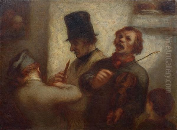 Chanteurs De Rue Oil Painting by Honore Daumier