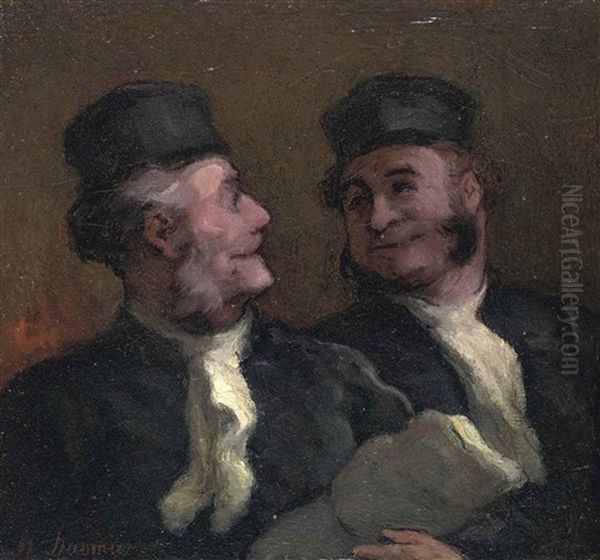 Les Avocats (les Deux Confreres) Oil Painting by Honore Daumier