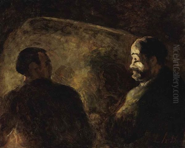 Devant L'atre: Deux Hommes En Conversation Oil Painting by Honore Daumier